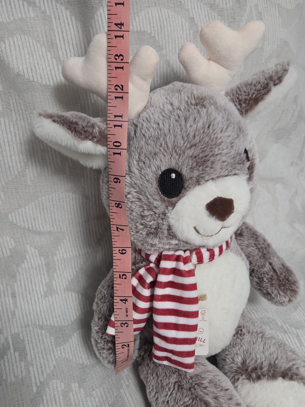 Sleigh Hill Trading Co. Reindeer Plush Stuffed Animal Gray Red Scarf w Tag Decor - Picture 10 of 10